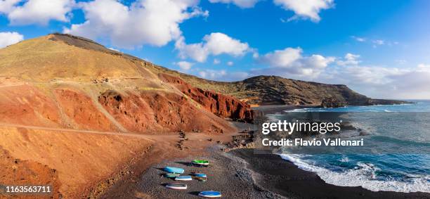 ランサローテ島、カナリア諸島 - プラヤ・デ・エル・ゴルフォ (6ショットステッチ) - ランザローテ ストックフォトと画像