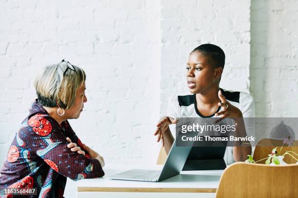 female financial advisor in discussion with client in office conference room - minority groups professional stock pictures, royalty-free photos & images