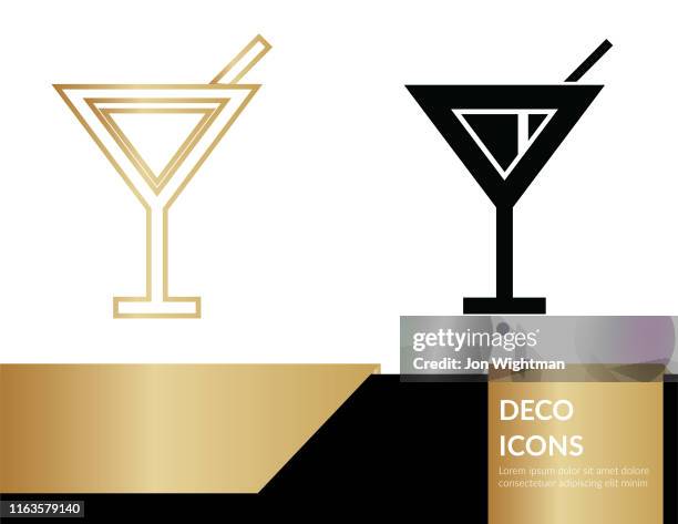 deco icon banner - martini - gatsby stock illustrations