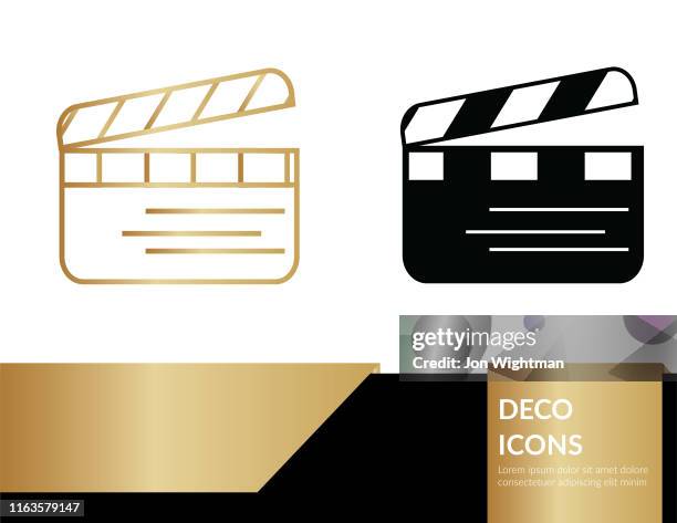 deco icon banner - movie clapper - clapperboard stock illustrations