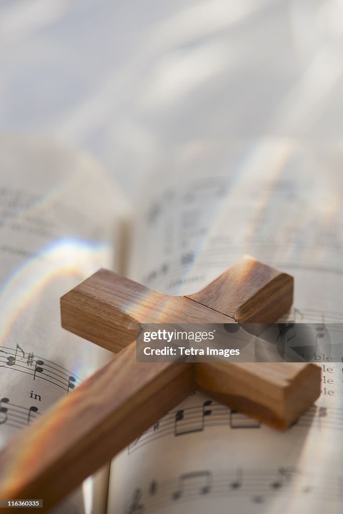 Studio shot of wooden cross