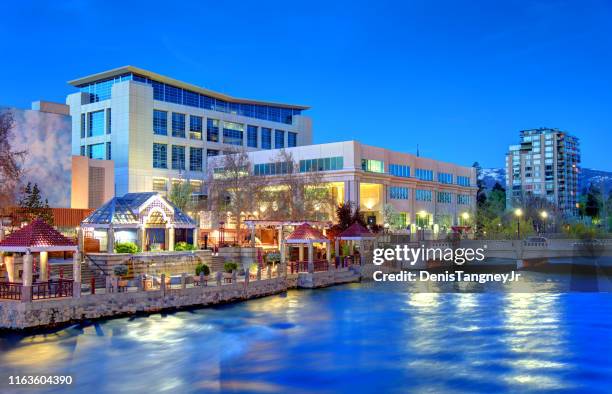 reno skyline along the truckee river - nevada imagens e fotografias de stock