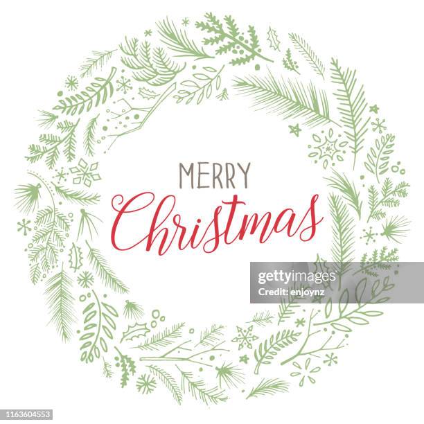 christmas wreath sketched vector - crown pattern stock illustrations