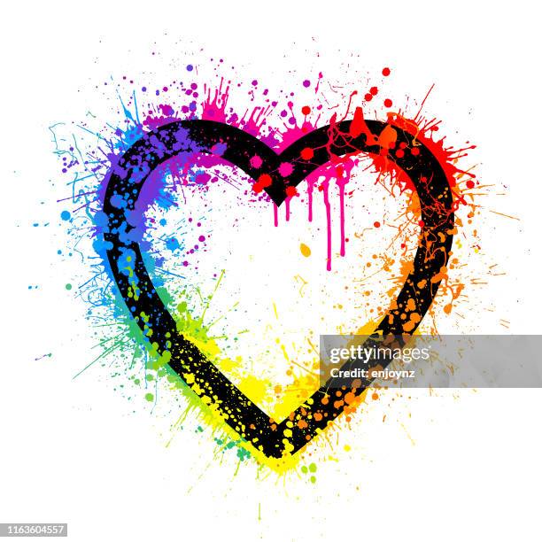 stockillustraties, clipart, cartoons en iconen met regenboog hart splash - heart shape stock illustrations