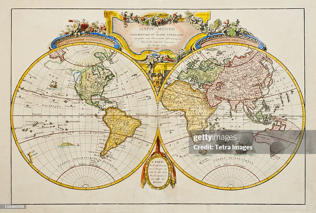 Studio shot of antique world map