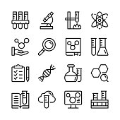 Chemistry line icons set. Modern graphic design concepts, simple linear outline elements collection. Thin line design. Vector line icons