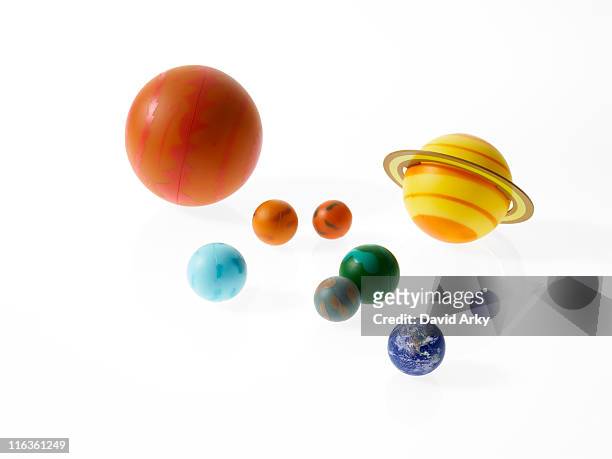 solar system planets on white background - sistema solar fotografías e imágenes de stock