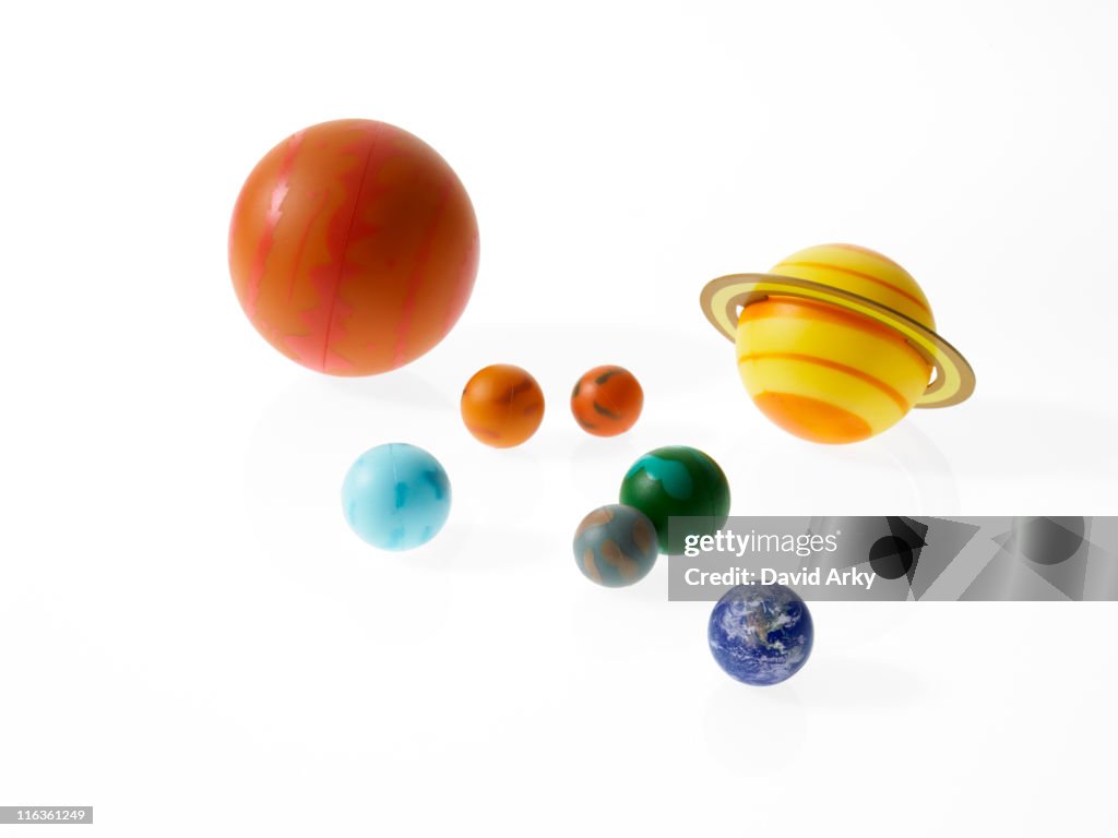 Solar system planets on white background