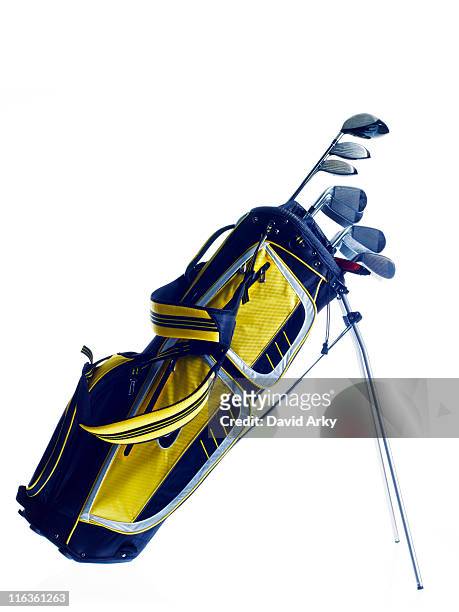 golf bag with clubs on white background - golf bag stock pictures, royalty-free photos & images