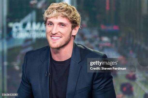 American Internet personality, actor, director, and YouTuber Logan Paul appears on "The Claman Countdown" with Liz Claman at Fox Business Network...