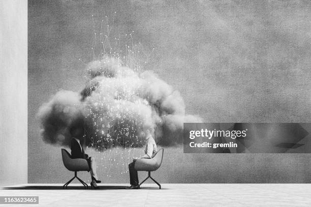 reunión de negocios futurista - blanco y negro fotografías e imágenes de stock