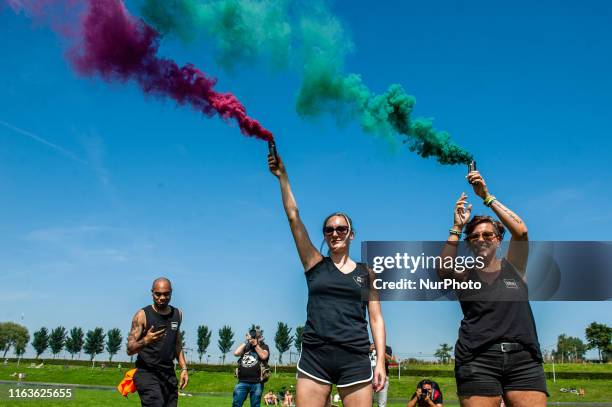 Protestors take part during Animal Rights March on August 24, 2019 in Amsterdam,Netherlands. Animal lovers, activists and supporters stand up and...