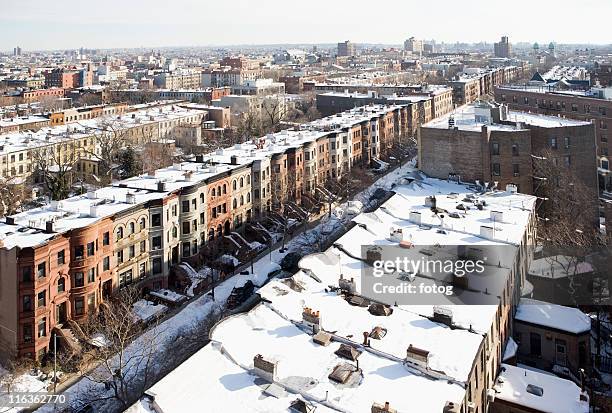 usa, new york city, brooklyn, cityscape - brooklyn apartment stock-fotos und bilder