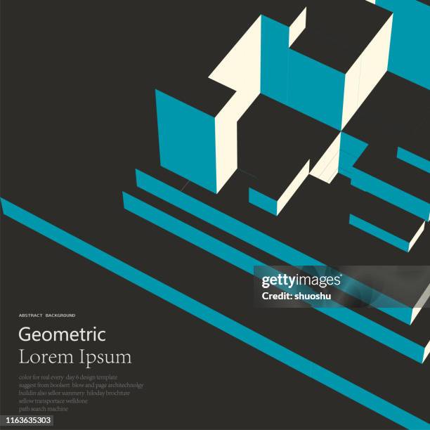 顏色抽象幾何立方體3d結構圖案背景 - 建築風格 幅插畫檔、美工圖案、卡通及圖標