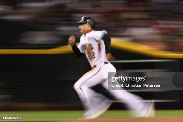 Jake Lamb of the Arizona Diamondbacks runs to third base during third inning of the MLB game against the Baltimore Orioles at Chase Field on July 22,...