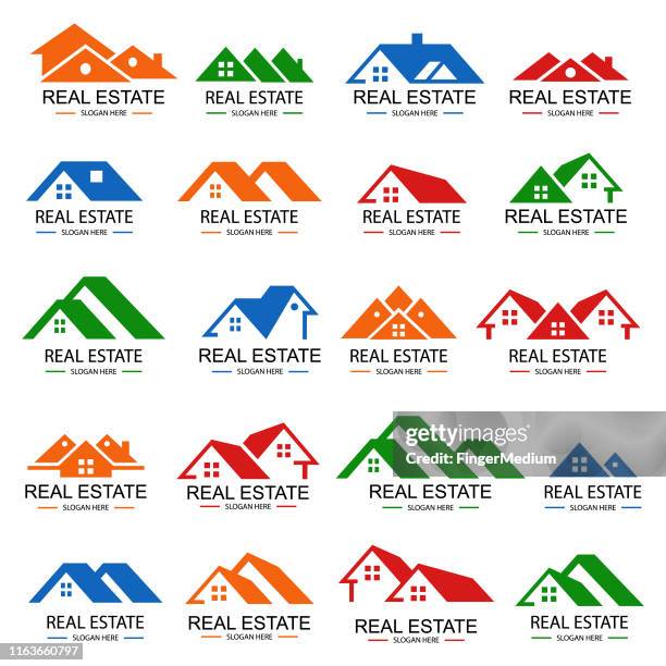 stockillustraties, clipart, cartoons en iconen met onroerend goed logo ontwerpset - real estate logo