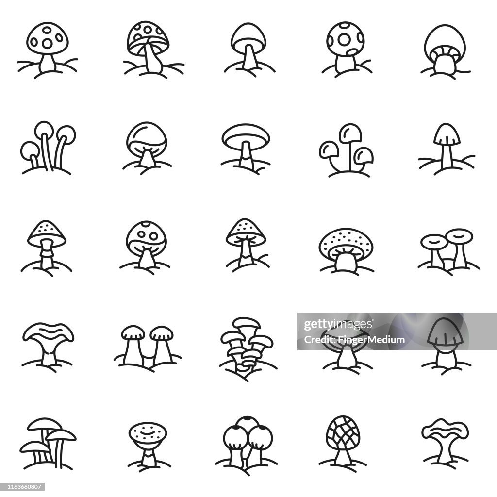 Mushrooms icon set