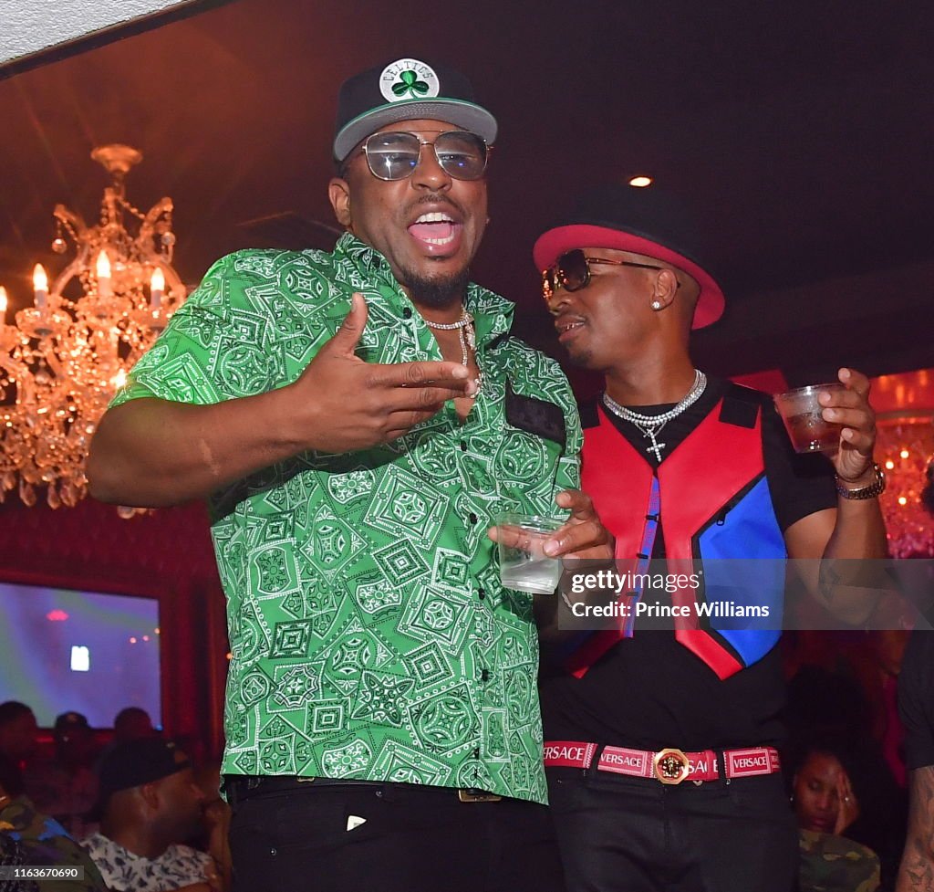 Qo Rapper Rapper Rocko and Plies attend a Party at Compound on July 21, 2019 in ...
