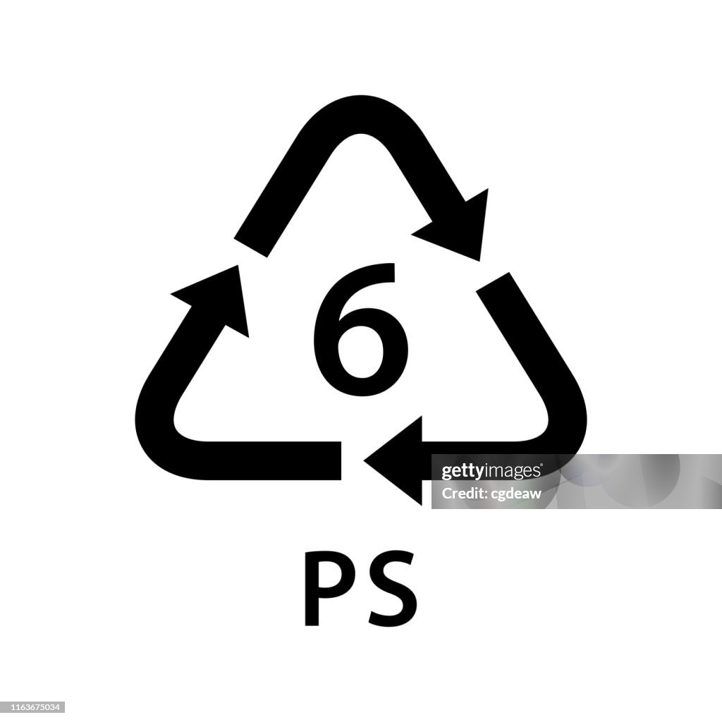 Ps Material Types Recycle Arrow Triangle Ps Types 6 Isolated On White Background ...