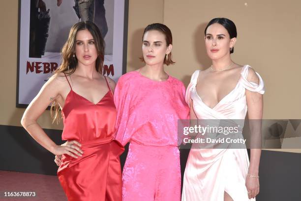 Scout Willis, Tallulah Willis and Rumer Willis attend The Los Angeles Premiere Of "Once Upon A Time In Hollywood" at TCL Chinese Theatre on July 22,...
