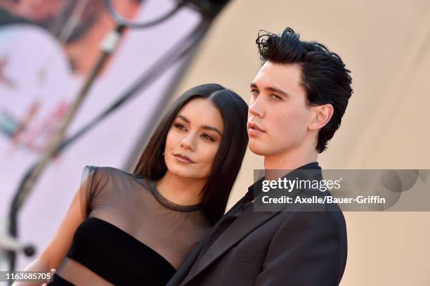 Vanessa Hudgens and Austin Butler attend Sony Pictures' "Once Upon a Time ... In Hollywood" Los Angeles Premiere on July 22, 2019 in Hollywood,...