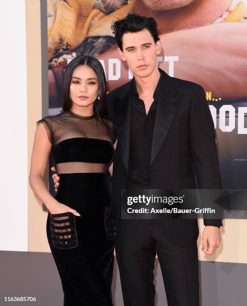 Vanessa Hudgens and Austin Butler attend Sony Pictures' "Once Upon a Time ... In Hollywood" Los Angeles Premiere on July 22, 2019 in Hollywood,...