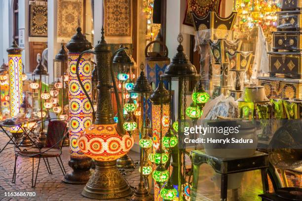 lanterns at market in manama, bahrain - manama stock-fotos und bilder
