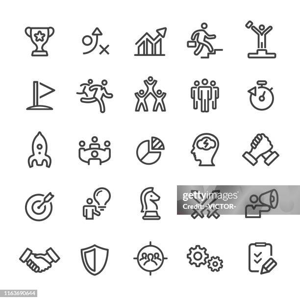 business competition icons - smart line series - arm wrestling stock illustrations