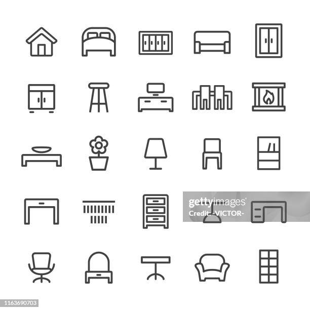 home and furniture icons - smart line series - footstool stock illustrations