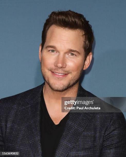 Actor Chris Pratt attends the "Jurassic World-The Ride" grand opening celebration at Universal Studios Hollywood on July 22, 2019 in Universal City,...