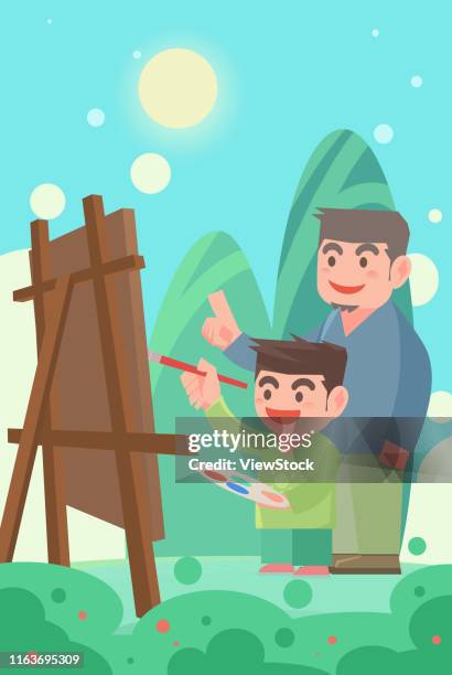illustrations - child easel stock illustrations