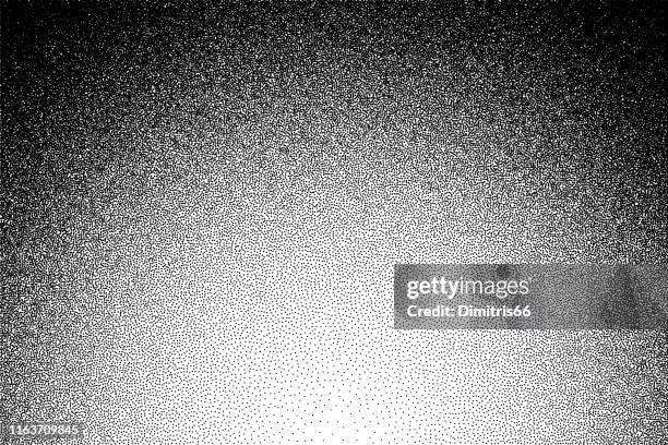 ilustraciones, imágenes clip art, dibujos animados e iconos de stock de amanecer. halftone - punilismo iluminado de fondo. - mezzotinto