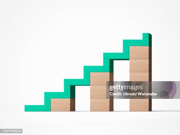 conceptual still life with low risk and rising - stability stockfoto's en -beelden