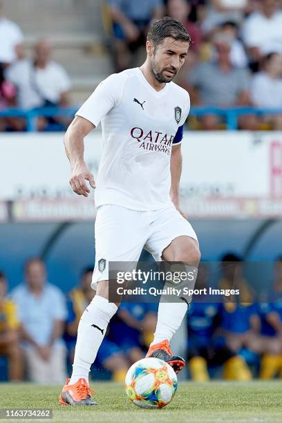 Gabi of Al Saad with the ball during a pre-season friendly match between Palamos and Al Saad at Estadi Municipal de Palamos on July 21, 2019 in...