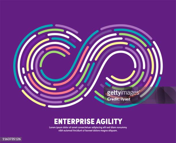 enterprise agility with infinity eternity symbol illustration - agile transformation stock illustrations