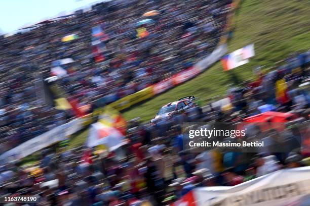 Andreas Mikkelsen of Norway and Anders Jaeger of Norway compete with their Hyundai Shell Mobis WRT Hyundai i20 Coupe WRC during Day Two of the FIA...