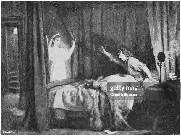 illustrazioni stock, clip art, cartoni animati e icone di tendenza di illustrazione pittorico antica: "parla! speak! di sir john e millais - fantasma