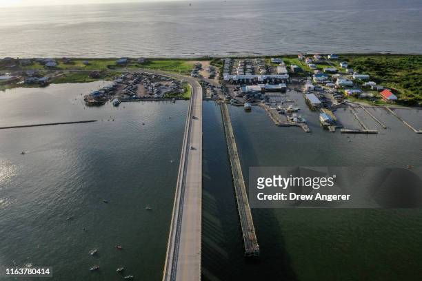 View of the Grand Isle Bridge, the only bridge connecting Louisiana to Grand Isle, the only inhabited barrier island in Louisiana on August 24, 2019...