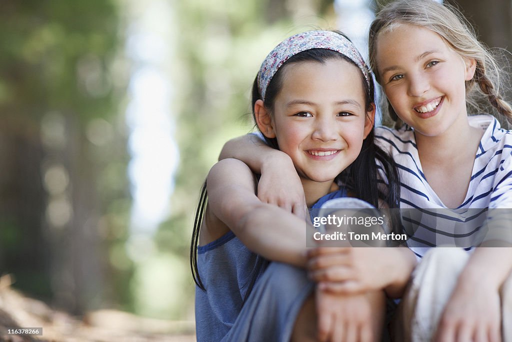 Girls hugging