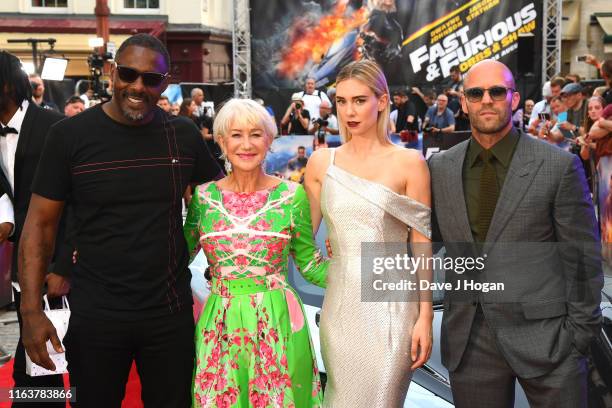 Idris Elba, Helen Mirren, Vanessa Kirby and Jason Statham attend the "Fast & Furious: Hobbs & Shaw" Special Screening at The Curzon Mayfair on July...