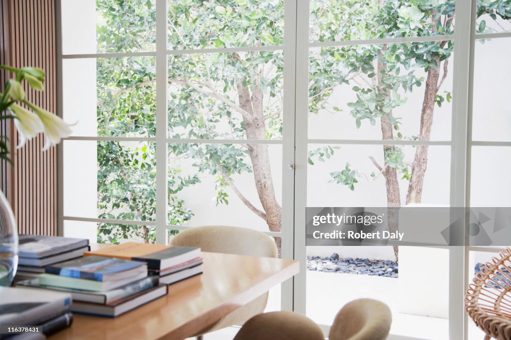 View of patio from window