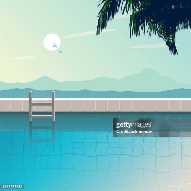 swimming pool in the open air - public swimming pool stock illustrations