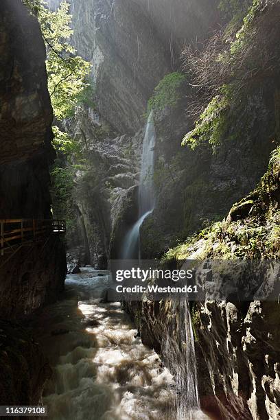austria, vorarlberg, bregenzwald, dornbirn, alplochschlucht, alploch gorge, view of waterfall - vorarlberg stockfoto's en -beelden