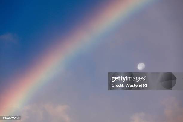 spain, canary islands, la gomera, view of rainbow and moon - lunar rainbow stock pictures, royalty-free photos & images