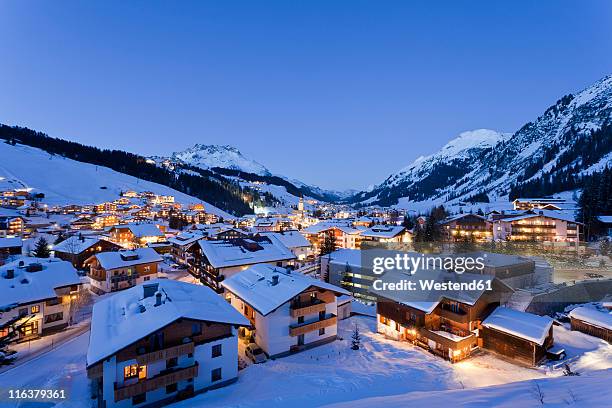 austria, vorarlberg, view of lech am arlberg at night - lech stock pictures, royalty-free photos & images