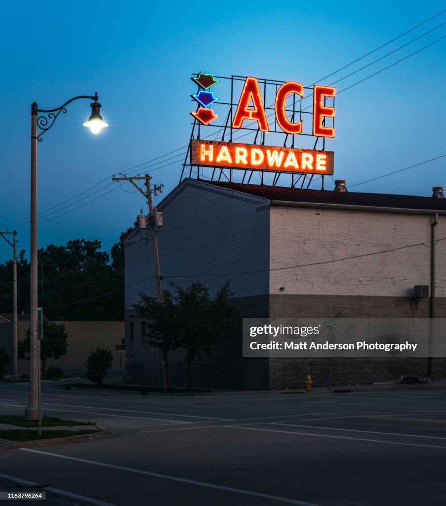ACE Hardware Sign at Night