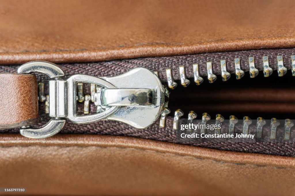 Close Up of Zipper and Leather Bag