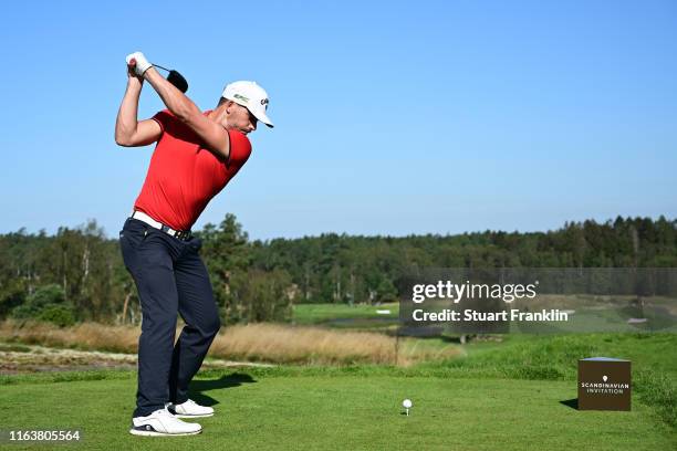 Haydn Porteous of South Africa tees off on the 3rd hole during the final round of the Scandinavian Invitation at Hills Golf & Sports Club on August...