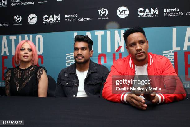 Annette Moreno, Roberts Green and Janiel Ponciano of Barak look on during a press conference on July 23, 2019 in Mexico City, Mexico.