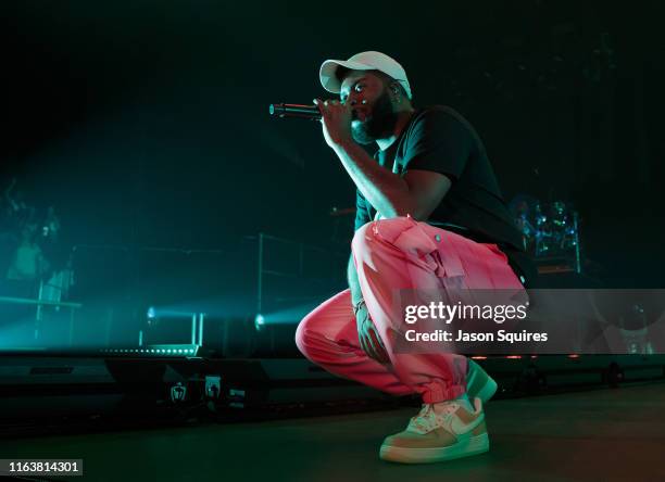 July 21: Singer Khalid performs at Sprint Center on July 21, 2019 in Kansas City, Missouri.